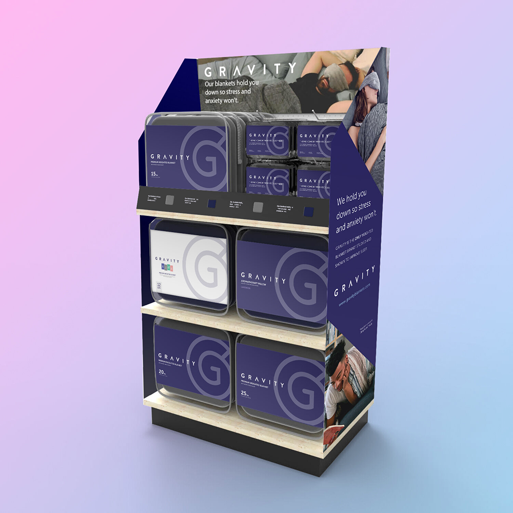 Gravity Products packaging endcap square