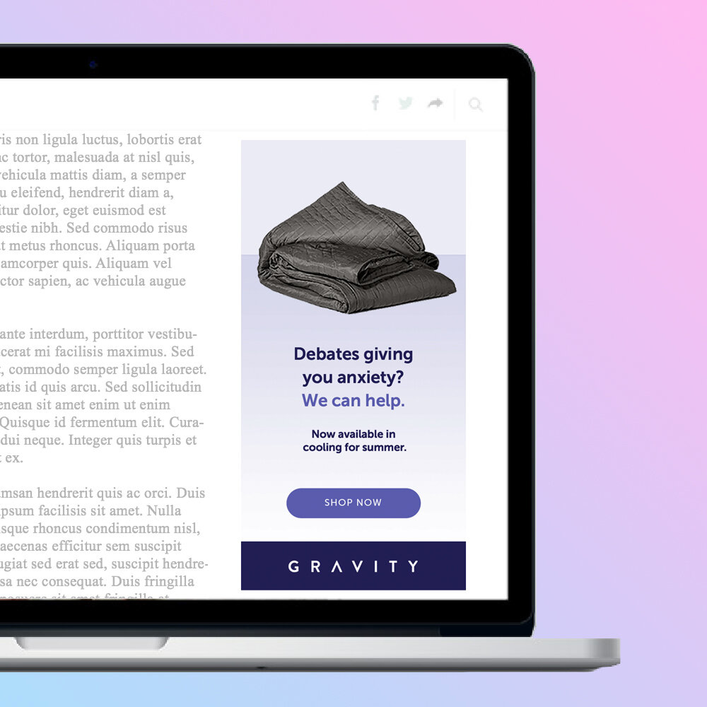 Gravity Products desktop ad