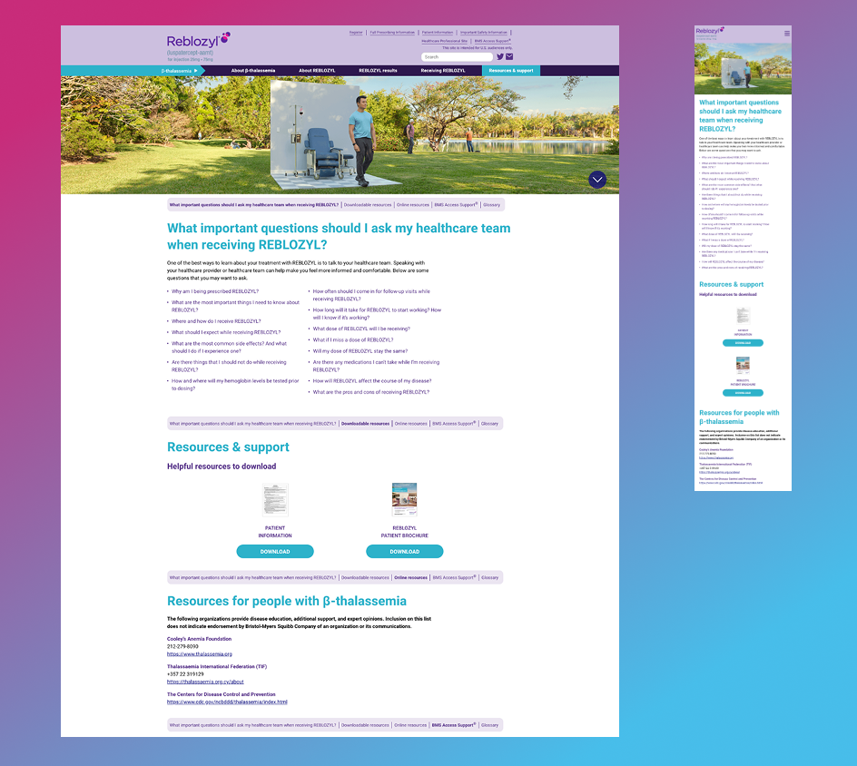 REBLOZYL patient resources page
